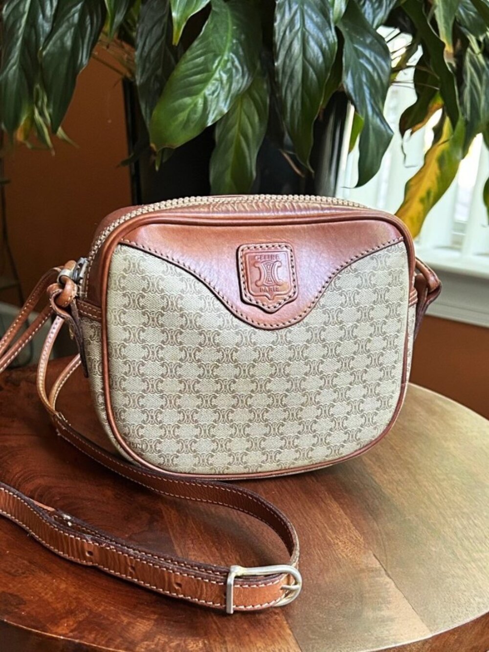 CELINE Macadam Crossbody Shoulder Bag, Taupe, British Tan